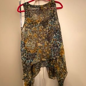 Sheer beautiful  Blue, Black  & Gold Blouse